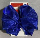 Holiday Time Navy Blue Glitter Wired Edge Christmas Gift Bow 6”