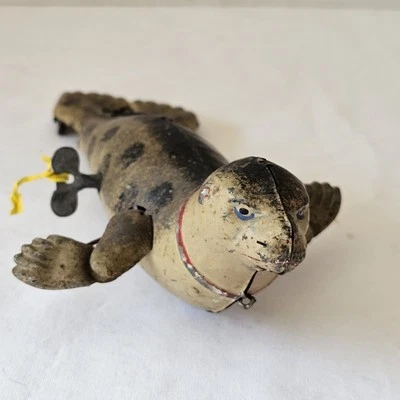 复古 罕见 FIND Lehmann 锡发条 "The Performing Sea Lion" 独特玩具海滩 — 第 1/4 张图片