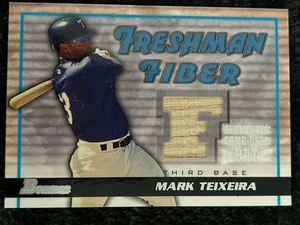 MARK TEIXEIRA 2003 Bowman Draft Freshman Fiber GU bat relic FF-MT Rangers - Picture 1 of 2