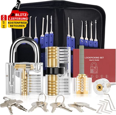 Dietrich 37 Pcs Profi Lockpicking Set 4 Transparente Schlösser Verschlusshülsen - Bild 1 von 4