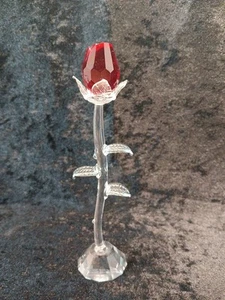 Glass Rose Figurine 6.25 Inches Tall - Picture 1 of 9