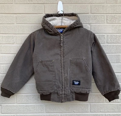 Walls Blizzard Brown Lined Coat Kids Medium 8/10 Hooded Full Zip Sherpa Lined - Image 1 of 4