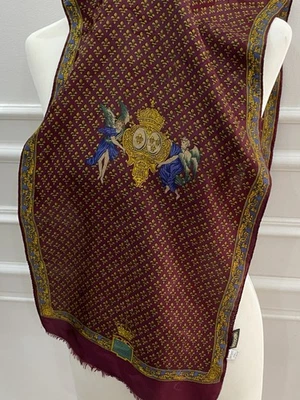 Lenço de seda retangular multicolorido S24# Moschino 53/12 polegadas feito na Itália - Imagem 1 de 4