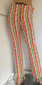 Boho handgefertigte Hose zum Selbermachen gehäkelt funky cool 70er Jahre Look trendig Gr. S-M UNISEX - Bild 1 von 7