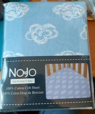 Sábana Cuna Bebé Infantil 100% Algodón Ajustable NoJo Azul Nubes Foto 1 de 4