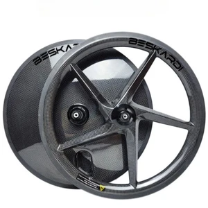 16 Zoll 349 vorne 5 Speichen hinten Vollscheibe Carbon Rennrad Laufradsatz Felge/Scheibenbremse - Bild 1 von 11