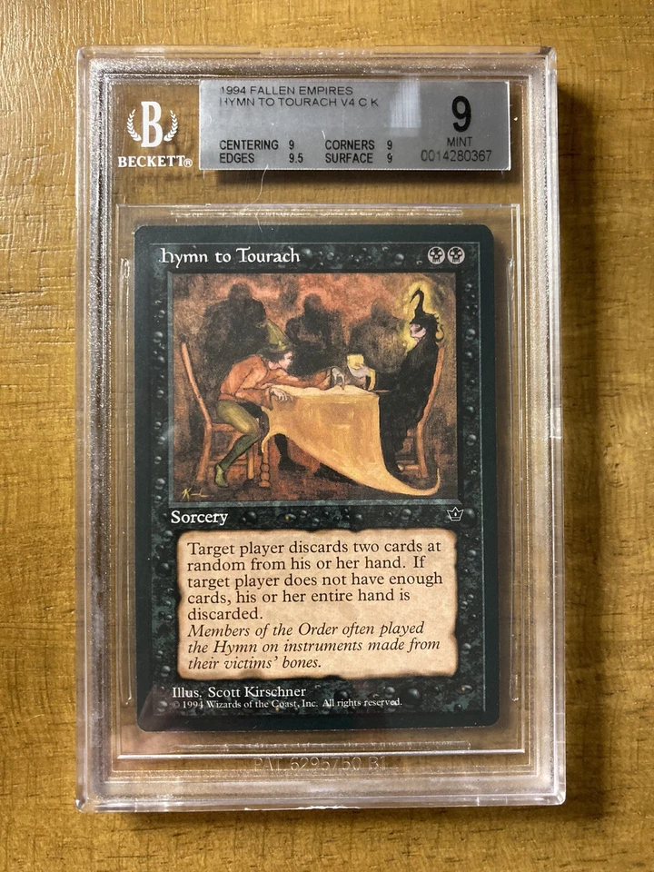 MTG✨HYMN TO TOURACH V4 ✨Fallen Empires BGS Quad 9’s+ MINT 1994 Kirschner Art - Image 1 of 2