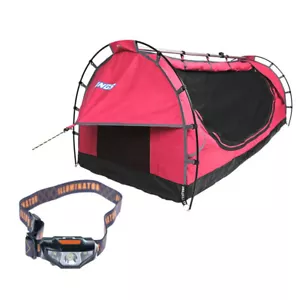 Adventure Kings Deluxe Single Camping Swag PINK + LED Head Torch - Picture 1 of 12