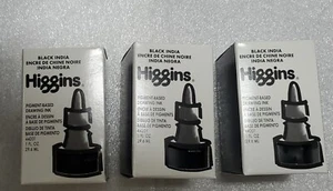 Lot ot 3 of Higgins Black pigment based drawing ink 1 oz #44201. Factory sealed. - Picture 1 of 5