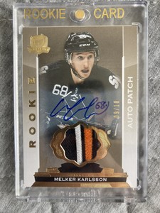 Melker Karlsson 2014-15 Upper Deck Cup auto rc rookie patch Gold /10