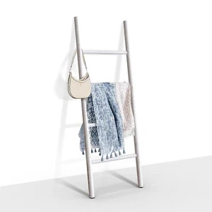 Natural Solid Wood Blanket Ladder, White Washed Decorative Towel Display Rack... - Picture 1 of 7