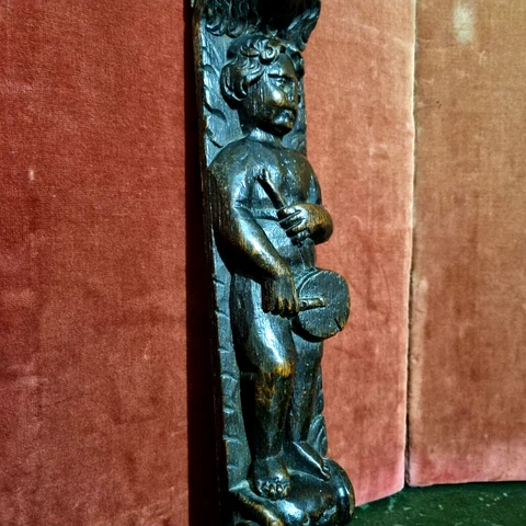 Angel Lion carving corbel bracket 17th C - Antique French architectural salvage Cover