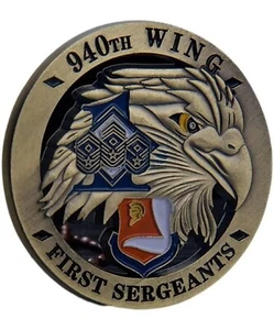 940th WING FIRST SERGEANTS INTEGRITY-SELF-SERVICE ANTIQUED COLORIZED ART ROUND - Picture 1 of 4
