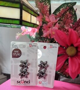 ☆ Lot of 2 - Scunci Real Style Jaw Hair Clips, Flower Studded, 2 Ct each pack ☆