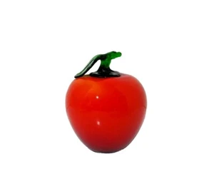 Art Glass Apple Red & Green Paper Weight - Picture 1 of 6