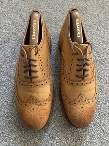 Grenson Archie Tan Brogue Shoes Size 7G Casual Smart Leather - Imagen 1 de 7