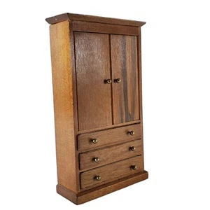 Puppenhaus Miniatur Holz Kleiderschrank/Schrank offene Türen 3 Schubladen 1:12 - Bild 1 von 9