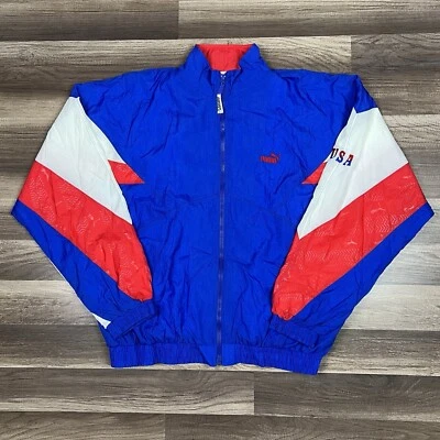 Vintage Puma Team USA Olympic Warmup Track Jacket Blue Red White Men’s Sz Large - Image 1 of 4