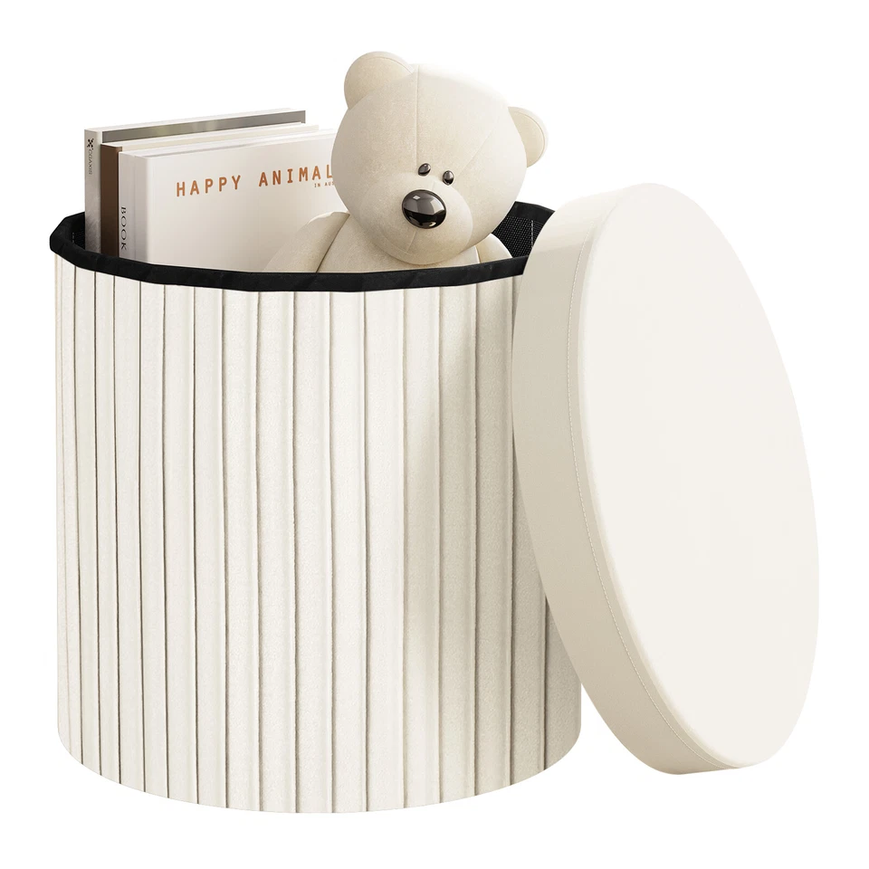 WOLTU Hocker mit Stauraum rund Sitzhocker mit Deckel Sitzbox mit Stauraum ...