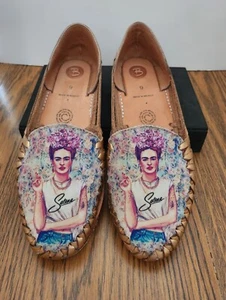 Women's Leather Copper Colored Huaraches W Frida Kahlo Made In Mexico Size 9 - Picture 1 of 10