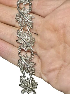 Vintage Sterlingsilber 925 Deutschland filigranes Glied Armband 7"" Ahornblatt RAR. - Bild 1 von 12