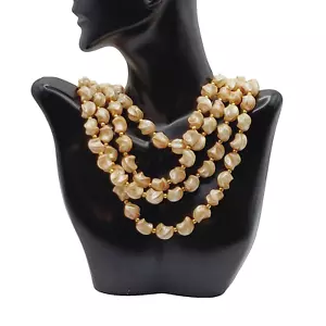 Collana di perle finte artistiche curve quattro fili vintage anni 50 Hong Kong 18 pollici - Foto 1 di 21