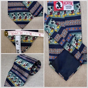Corbata vintage de Mickey Mouse de Disney hecha en Italia estampado de personajes 58" x 4" seda - Imagen 1 de 5