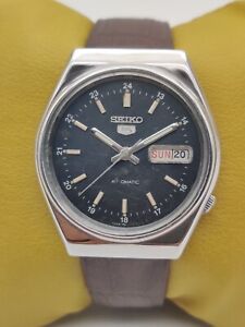 Rare Seiko 5 Men's Automatic Wrist Watch Day Date 17 Jewels Railway Timing