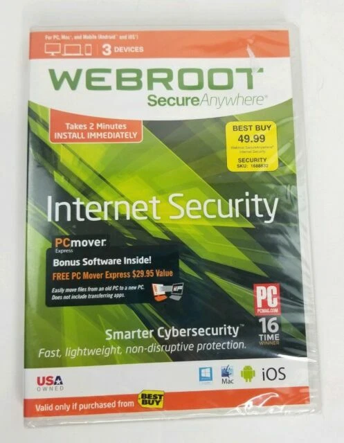 New Webroot SecureAnywhere Internet Security & Antivirus Windows & Mac 3 Devices - Image 1 of 1