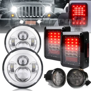 Faro LED Hi/Lo combo de 7" señales de giro señales traseras para Jeep Wrangler JK 07-18 - Imagen 1 de 16