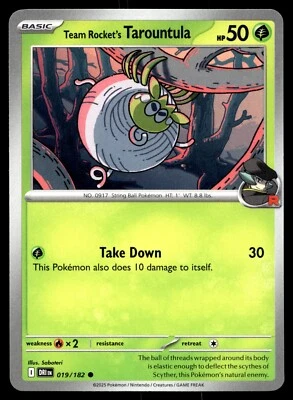 Team Rocket's Tarountula 019/182 Pokemon Sv10: Destined Rivals Reverse Non Holo - Image 1 of 2