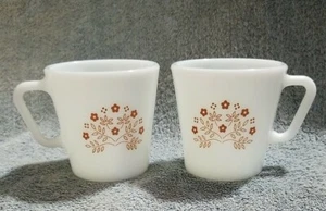 Set 2 Vintage Pyrex Coffee Mug Summer Impressions Ginger Brown Flowers 1410 - Picture 1 of 5