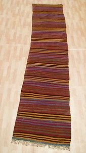 ALFOMBRA ORIENTAL TURCA KILIM ALFOMBRA RECTÁNGULO 30+ LANA AMARILLA HECHA A MANO CORREDORES 3X12 pies - Imagen 1 de 4