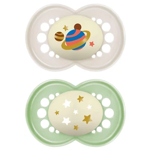Glow in the Dark Night Pacifiers for Breastfed Babies (2 Pack) 6+ Months - Picture 1 of 12