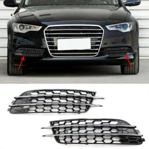 For Audi A6 C7 Sedan 2012-15 Honeycomb Fog Light Grille Grill Mesh Cover Bezels - Picture 1 of 10