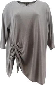 DG2 Diane Gilman Asymmetric Cinched Side Swing Hem Top Gray S NEW (154) - Picture 1 of 8
