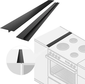 Silicone Stove Gap Cover Kitchen Side Guard Easy to Clean Black 25 inch 2 Pack - Picture 1 of 6