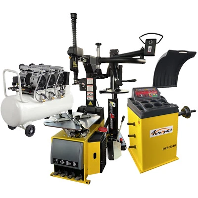 Безмасляный воздушный компрессор 3 л.с. с баком 17 галлонов + сменщик обода 24 дюйма + балансировщик обода шины 24 дюйма - Изображение 1 из 4