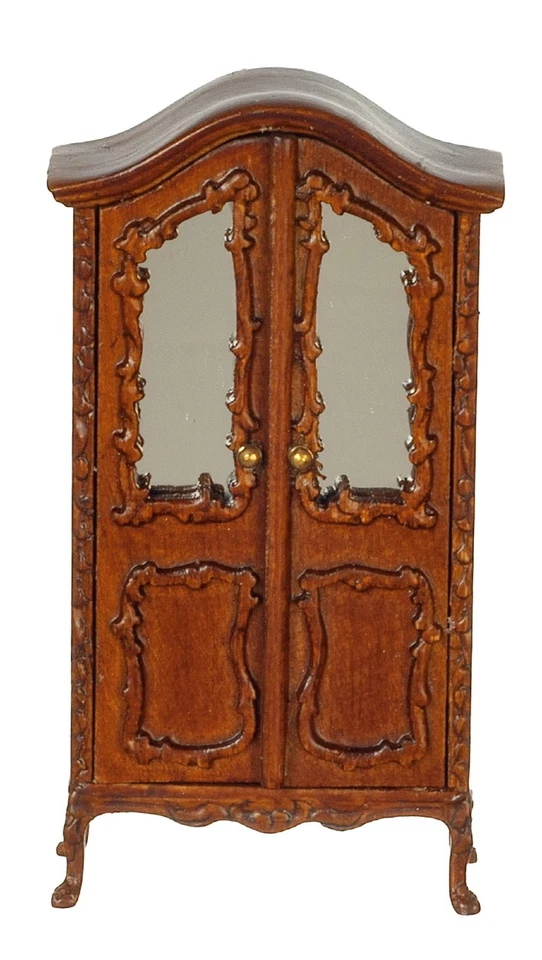 Bambole Casa Vittoriano Armadio Noce Legno 1:24 Mezza Pollici JBM Vivaio Mobile - Immagine 1 di 4