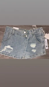 Joes Jeans Girls Jolie Skort Size 16 Denim Distressed Mid Rise New W/tags Light - Picture 1 of 5
