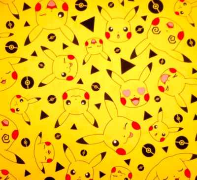 Pokemon Fabric By The Yard Playtime Pikachu on Yellow Robert Kaufman Cotton #B - Image 1 of 2