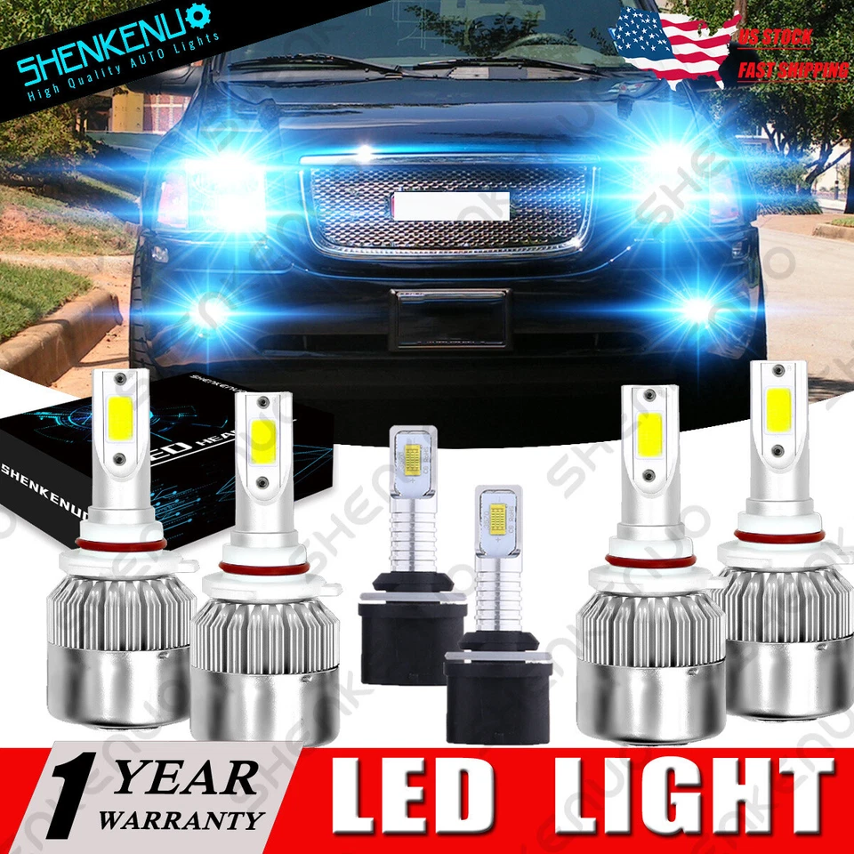 Kit combinado de faros LED + lámpara antiniebla C6L azul hielo brillante para GMC Envoy XL 2002-2006 Foto 1 de 4