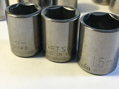 Craftsman 3/8 drive 6pt Shallow “Inv-G” Series METRIC Socket 9-19mm Choose - USA - Image 1 of 4