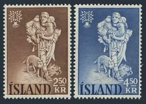 Iceland 325-326, MNH. Michel 340-341. Refugee Year WRY-1960. The Outlaw. Dog.