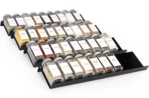 Black Spice Drawer Organizer 4 Tier 8 Pack Acrylic Drawer Seasoning Organizer Ex - Picture 1 of 6