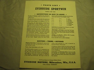 Evinrude early Sportwin 4423 4424 parts list catalog outboard - Picture 1 of 2