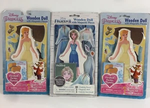3 Disney Frozen Elsa And Cinderella Princess Dress-Up Magnetic Wooden Doll - Picture 1 of 12