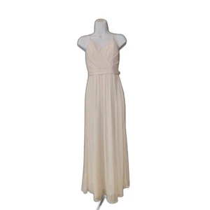 Azazie Damen A-Linie V-Ausschnitt Chiffon Abendkleid Brautjungfernkleid Gr. A6 Beige - Bild 1 von 8
