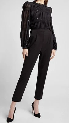 Mono Express negro de gasa con lentejuelas acanaladas para mujer mediano vacaciones caprichoso Foto 1 de 4