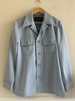 Haggar Vintage 70’s Gingham Button Front Jacket Lightweight Unisex 38 Preppy - Image 1 of 4